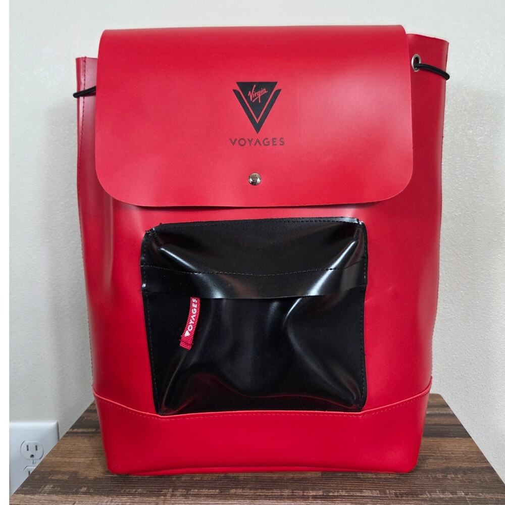 Virgin Voyages Vegan Leather Red & Black Backpack